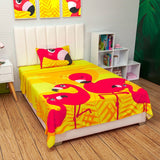 Juego de Sabanas Infantil Microfibra Sencilla 100 cm Amarillo de Flamencos - Ropa de Cama | Bylmo