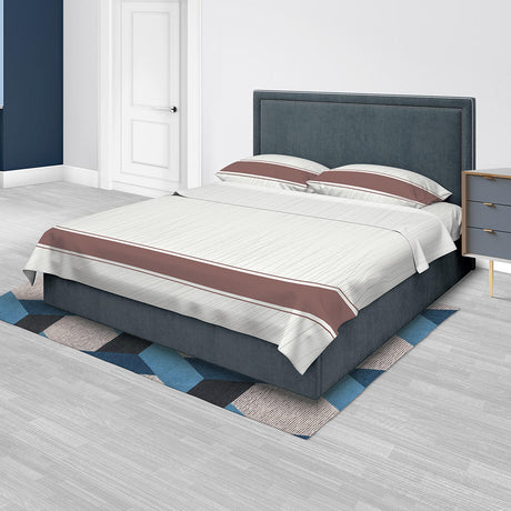 Juego de Sabanas Algodón 250 Hilos King 200 cm Blanco con Líneas y Franja Vino Tinto - Ropa de Cama | Bylmo