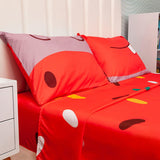 Juego de Sabanas Infantil Microfibra Doble 140 cm Rojo de Hipopotamo - Ropa de Cama | Bylmo