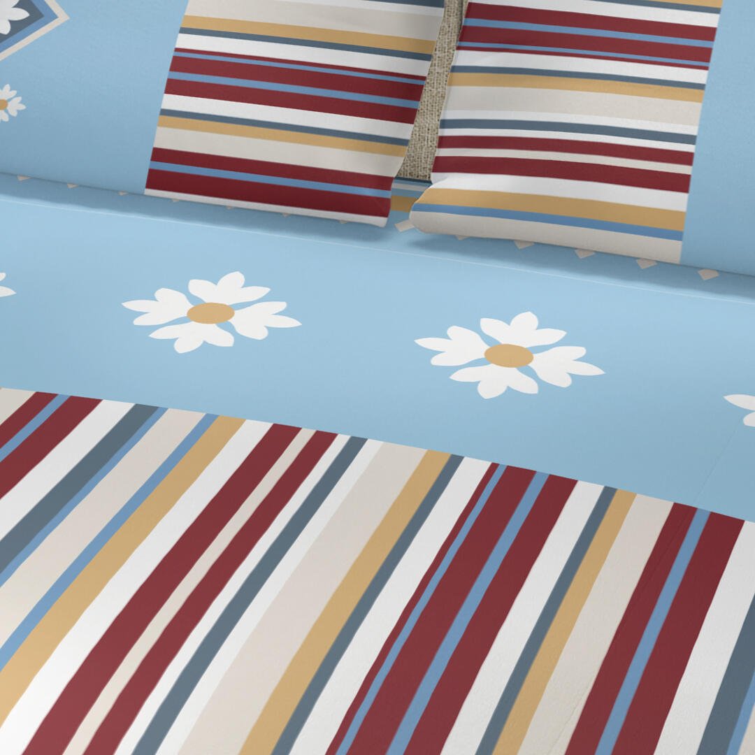 Juego de Sabanas Azul Semidoble 120 X 190 Cm de Lineas con 180 Hilos - Ropa de Cama | Bylmo