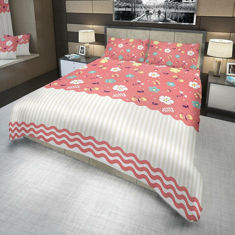 Juego de Sabanas Algodón 180 Hilos King 200 cm Rosado con Flores de Colores - Ropa de Cama | Bylmo