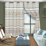 Cortina de Argolla Lona Blanco y Cafe de Líneas y Ondas 265 cm - Cortinas | Bylmo