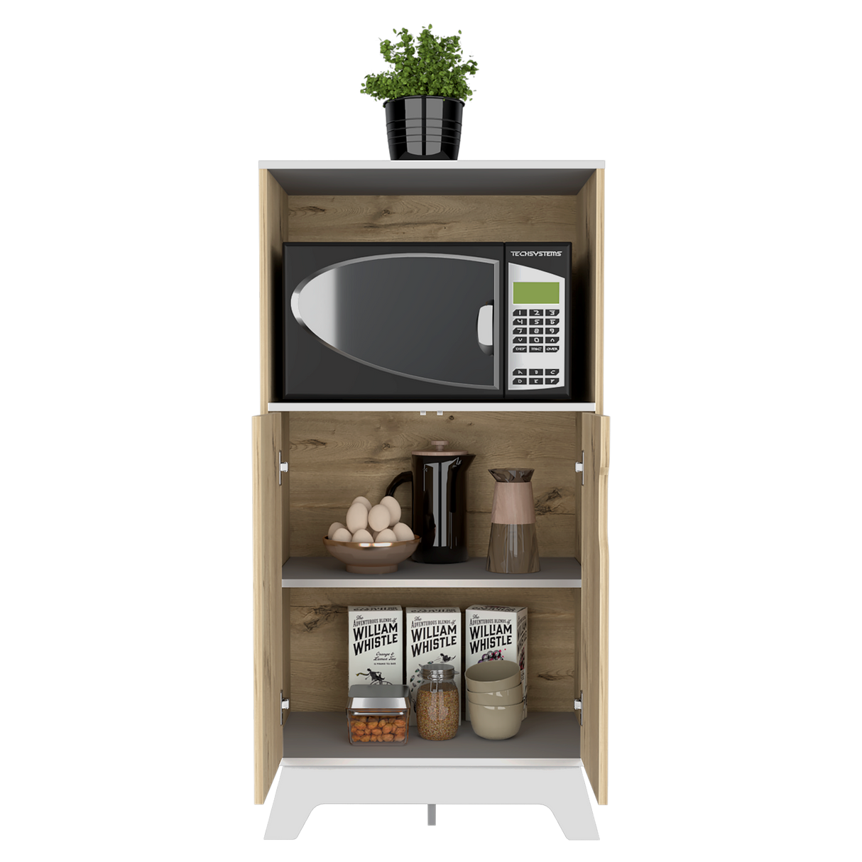 Mueble Microondas Diyue 2 puertas gran capacidad Duna y Blanco moderno 65 x 130cm