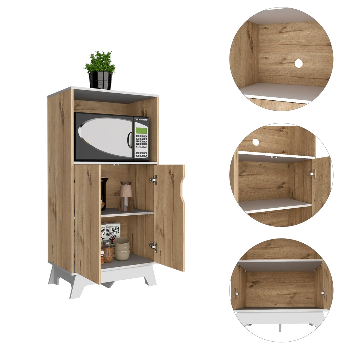 Mueble Microondas Diyue 2 puertas gran capacidad Duna y Blanco moderno 65 x 130cm