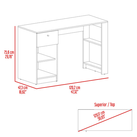 Escritorio Home Compacto Ceniza 47.3x120.2x75.6cm 1 Cajón - Escritorios | Bylmo
