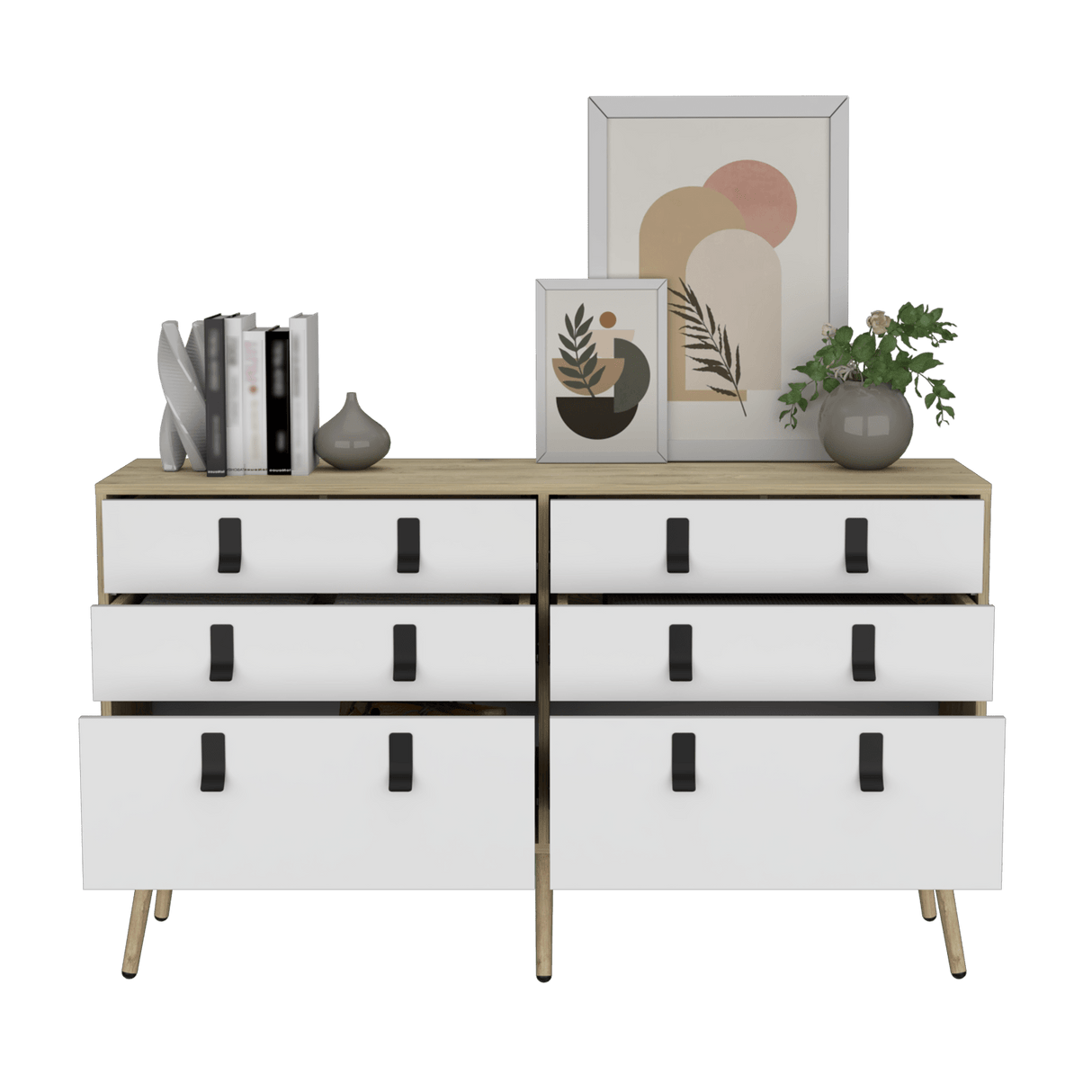 Cómoda Huna 6 cajones 35x75 cm Macadamia Amplio Almacenamiento - Cajoneras y Comodas | Bylmo