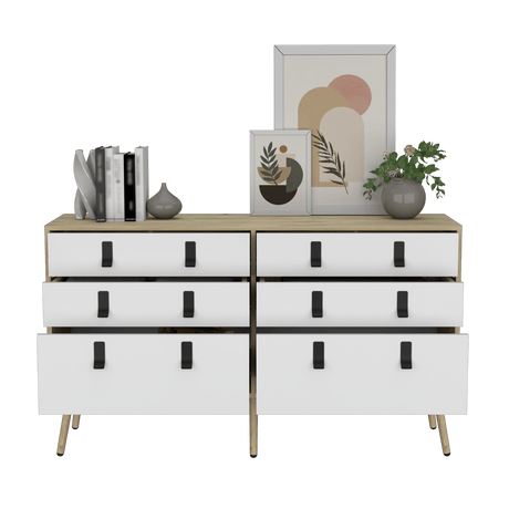 Cómoda Huna 6 cajones 35x75 cm Macadamia Amplio Almacenamiento - Cajoneras y Comodas | Bylmo