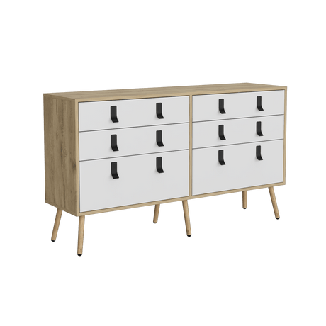 Cómoda Huna 6 cajones 35x75 cm Macadamia Amplio Almacenamiento - Cajoneras y Comodas | Bylmo