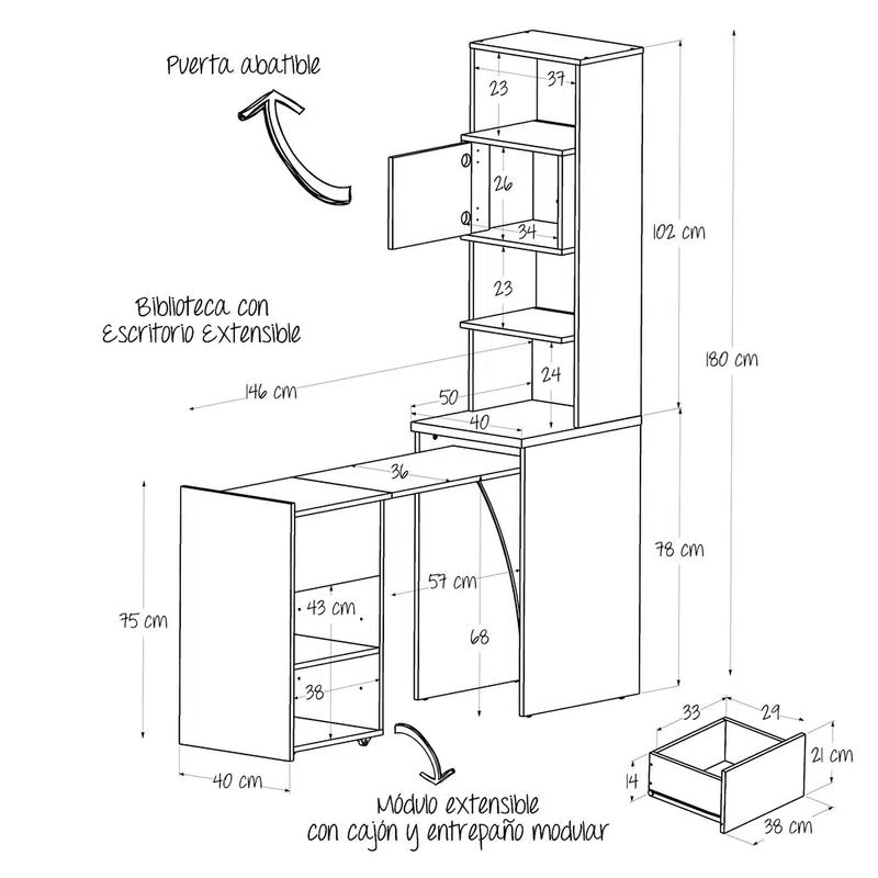 Biblioteca Space Duna 40X180 Moderno