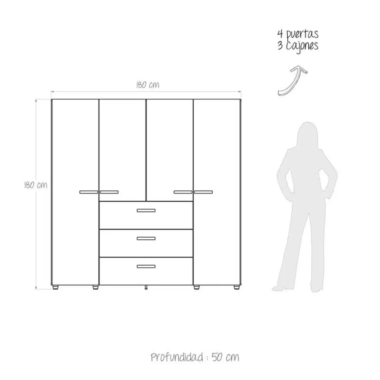 Closet Saga Duna 180x180cm Moderno