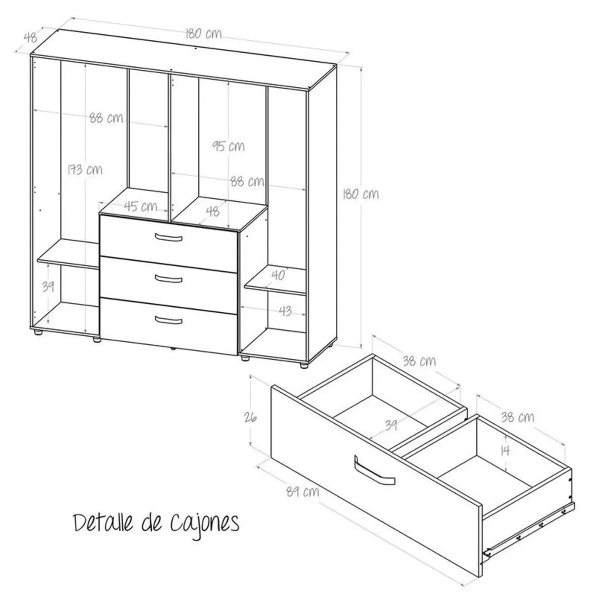 Closet Saga Duna 180x180cm Moderno