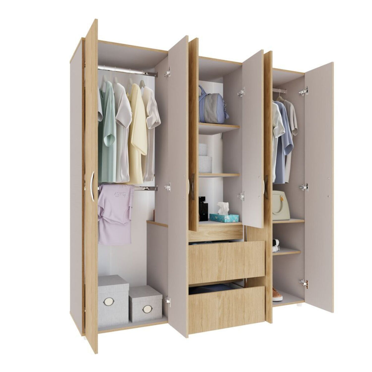 Closet Eli 170x180 Rovere 2 cajones 6 puertas