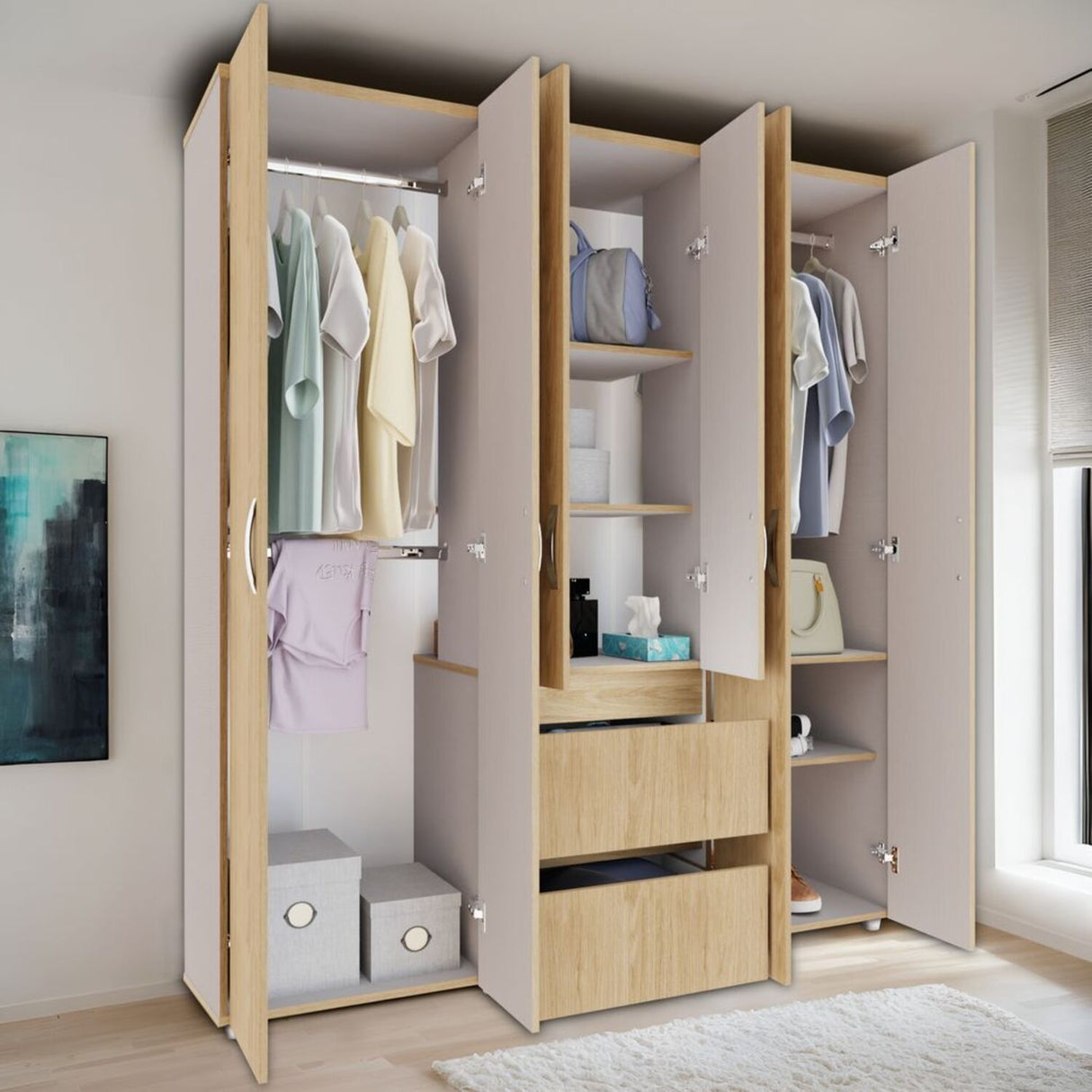 Closet Eli 170x180 Rovere 2 cajones 6 puertas