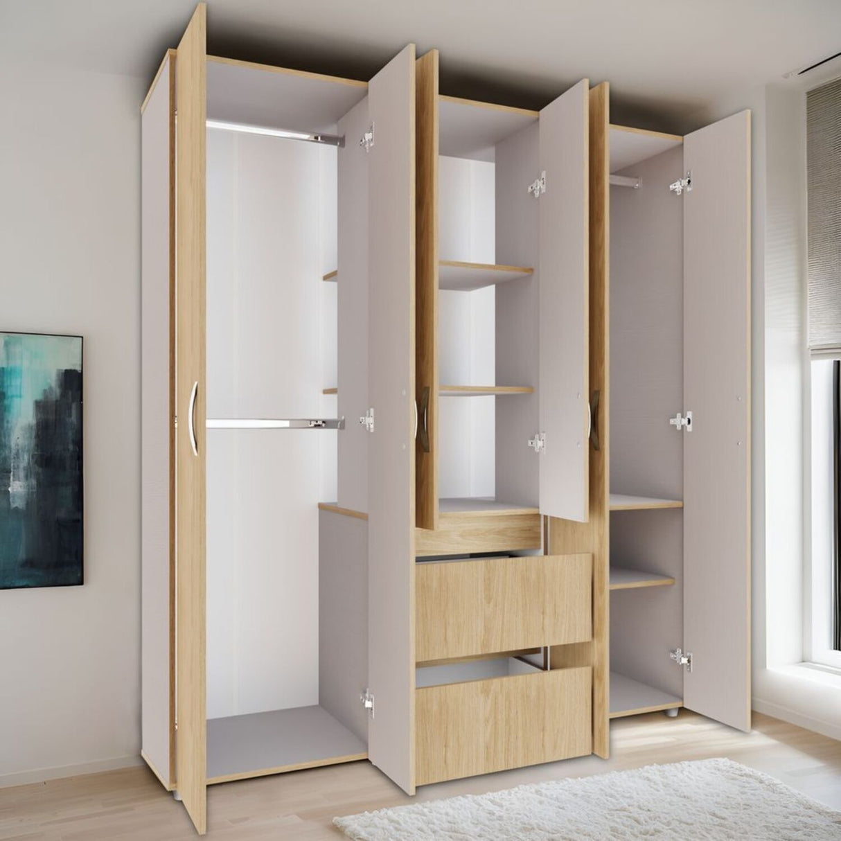 Closet Eli 170x180 Rovere 2 cajones 6 puertas