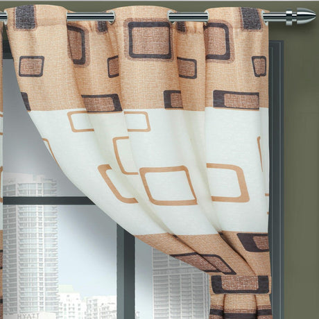 Cortina de Argolla Lona Cafe de Cuadros 265 cm - Cortinas | Bylmo