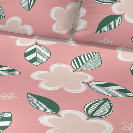 Juego de Sabanas Rosado Semidoble 120 X 190 Cm de Flores con 180 Hilos - Ropa de Cama | Bylmo