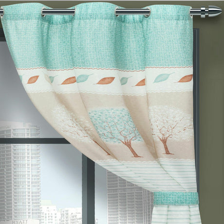 Cortina de Argolla Lona Azul Claro de Árboles y Hojas 265 cm - Cortinas | Bylmo