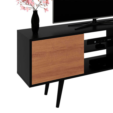 Rack Ecuador Almendra y Negro 136 cm con Dos Puertas - Muebles para TV | Bylmo