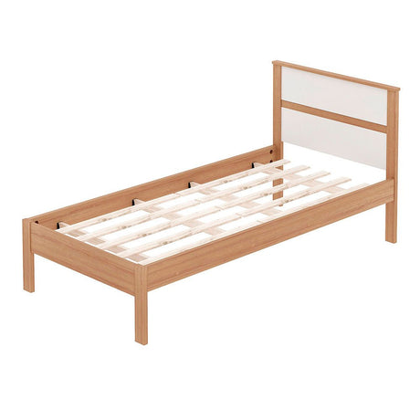 Cama Viena Almendra y Blanco 96.7x92cm para Colchón Sencillo sin Colchón y con Cabecero - Camas | Bylmo