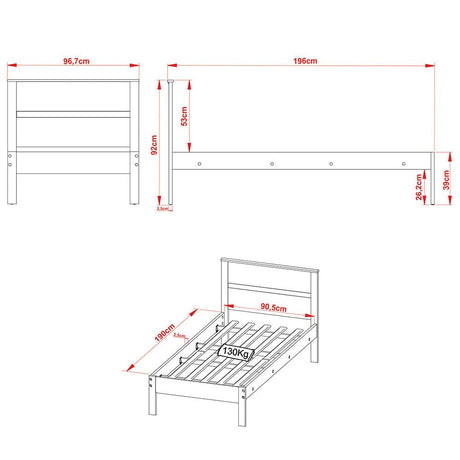 Cama Viena Almendra y Blanco 96.7x92cm para Colchón Sencillo sin Colchón y con Cabecero - Camas | Bylmo