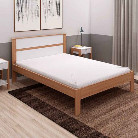 Cama Viena Almendra y Blanco 146.7x92cm para Colchón Doble sin Colchón y con Cabecero - Camas | Bylmo