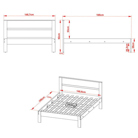 Cama Viena Almendra y Blanco 146.7x92cm para Colchón Doble sin Colchón y con Cabecero - Camas | Bylmo