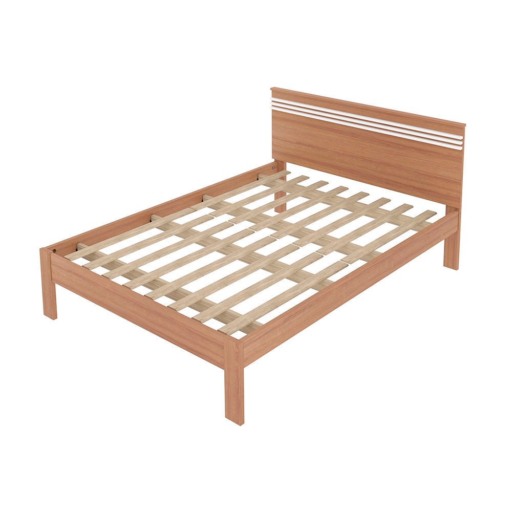 Cama Kaia Almendra y Blanco 148.6x93cm para Colchón Doble sin Colchón y con Cabecero - Camas | Bylmo