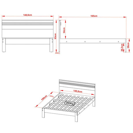 Cama Kaia Almendra y Blanco 148.6x93cm para Colchón Doble sin Colchón y con Cabecero - Camas | Bylmo