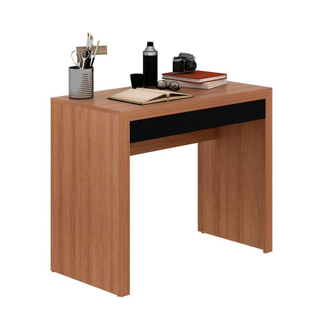 Escritorio Tokio Almendra y Negro 90x74.5cm Con Un Cajón - Escritorios y Archivadores | Bylmo