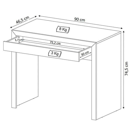Escritorio Tokio Almendra y Negro 90x74.5cm Con Un Cajón - Escritorios y Archivadores | Bylmo