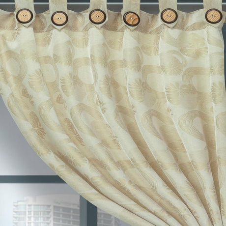 Cortina Jacquard Beige 265x215cm de Circulos - Cortinas | Bylmo