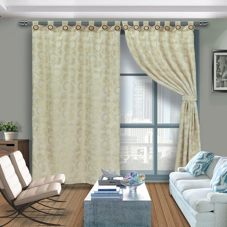 Cortina Jacquard Beige 265x215cm de Circulos - Cortinas | Bylmo