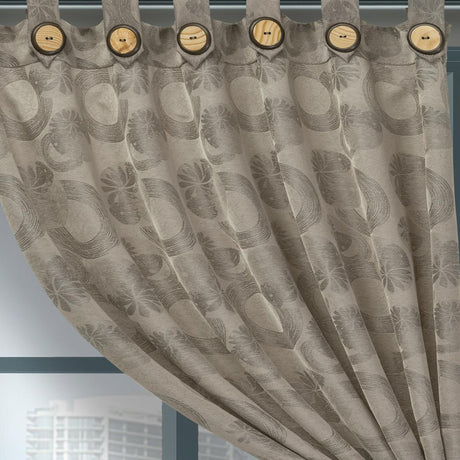 Cortina Jacquard Café 265x215cm de Circulos con Buena Opacidad - Cortinas | Bylmo