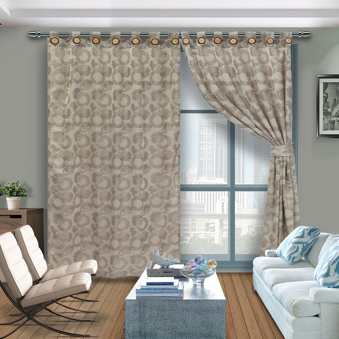 Cortina Jacquard Lyon Café 265x215cm de Circulos - Cortinas | Bylmo