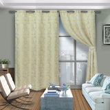 Cortina Jacquard Beige 265x215cm de Circulos con Buena Opacidad - Cortinas | Bylmo