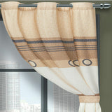 Cortina de Argolla Lona Blanco y Cafe de Franjas y Círculos 265 cm - Cortinas | Bylmo