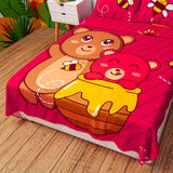 Juego de Sabanas Infantil Microfibra Doble 140 cm Fucsia de Osos y Abejas - Ropa de Cama | Bylmo