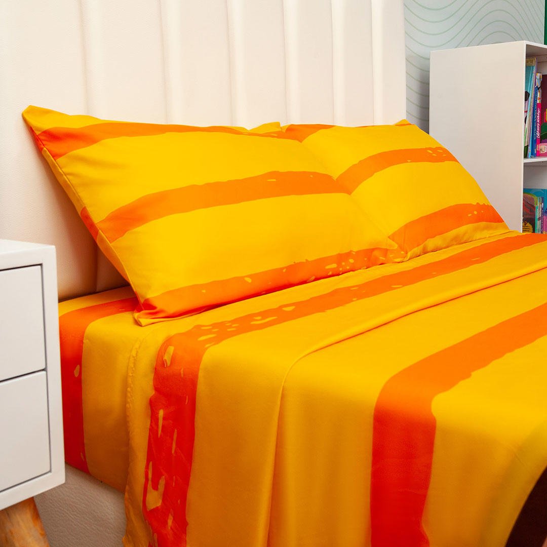 Juego de Sabanas Infantil Microfibra Doble 140 cm Amarillo de Oso - Ropa de Cama | Bylmo