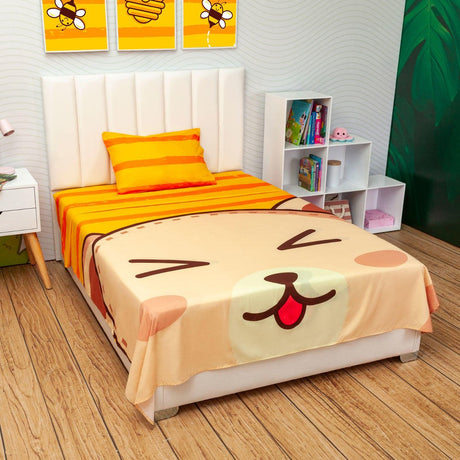 Juego de Sabanas Infantil Microfibra Sencilla 100 cm Amarillo de Oso - Ropa de Cama | Bylmo