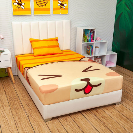 Juego de Sabanas Infantil Microfibra Sencilla 100 cm Amarillo de Oso - Ropa de Cama | Bylmo