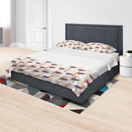 Juego de Sabanas Algodón 180 Hilos King 200 cm Blanco con Hojas - Ropa de Cama | Bylmo