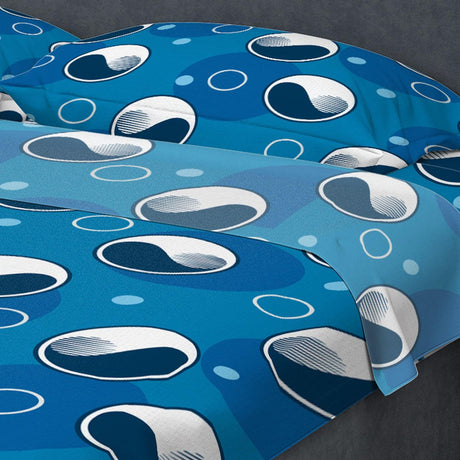 Juego de Sabanas Algodón 180 Hilos King 200 cm Azul con Yin Yang Azul Oscuro - Ropa de Cama | Bylmo