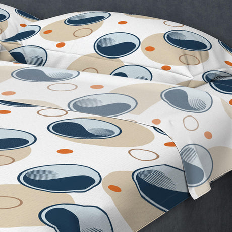 Juego de Sabanas Algodón 180 Hilos King 200 cm Azul con Yin Yang Blanco y Naranja - Ropa de Cama | Bylmo