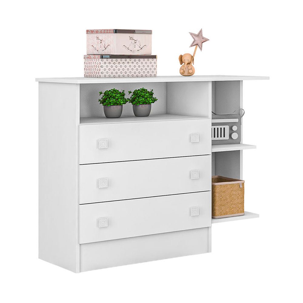 Cómoda Manaos Blanco 45x79cm De Tres Hileras con Tres Cajones - Cajoneras | Bylmo