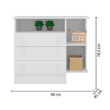 Cómoda Manaos Blanco 45x79cm De Tres Hileras con Tres Cajones - Cajoneras | Bylmo