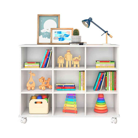 Arrimo Salvador Blanco 108x83cm con Nueve Compartimientos y con Ruedas - Repisas y Percheros | Bylmo