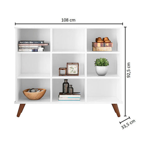 Arrimo Recife Blanco 108x92.5cm con Nueve Compartimientos y con Patas - Repisas y Percheros | Bylmo