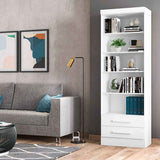 Biblioteca Curitiba Blanco 62x183cm con Cinco Compartimientos y con Dos Cajones - Bibliotecas | Bylmo