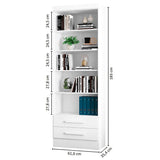 Biblioteca Curitiba Blanco 62x183cm con Cinco Compartimientos y con Dos Cajones - Bibliotecas | Bylmo