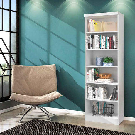 Biblioteca Brasilia Blanco 61x183cm con Cinco Compartimientos - Bibliotecas | Bylmo